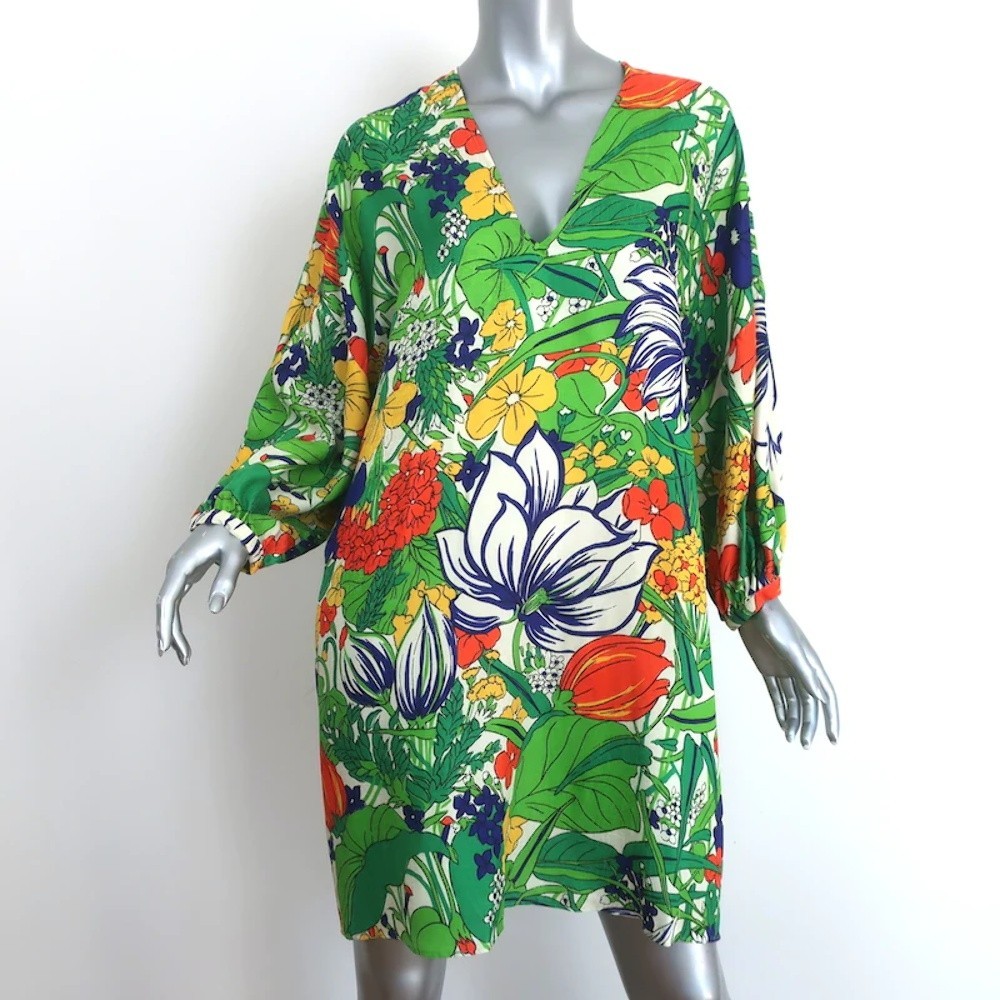 Roseanna Villa Dress Botannique Floral Print Hammered Satin Size 40 NEW - Picture 2 of 8